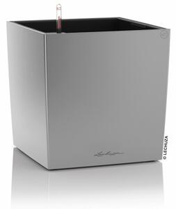 Samozavlažovací květináč Cube Premium 40 cm, stříbrná