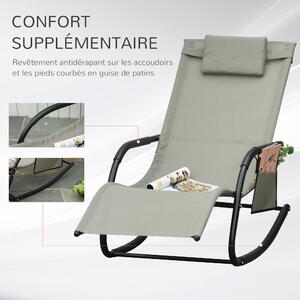 Ergonomické houpací křeslo Outsunny - odnímatelný polštářek, opěrky na ruce, úložný pocket - světle šedý kovový epoxidový textilene | Aosom