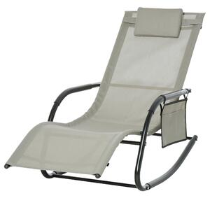 Ergonomické houpací křeslo Outsunny - odnímatelný polštářek, opěrky na ruce, úložný pocket - světle šedý kovový epoxidový textilene | Aosom