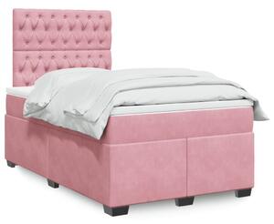 Box spring postel s matrací růžová 120 x 200 cm samet 3290893