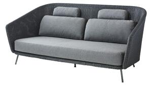Cane-line 2-místná pohovka Mega, Cane-line, 203x91x103 cm, rám kov, výplet umělý ratan barva graphite, sedáky venkovní látka AirTouch grey