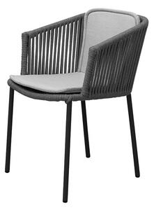 Cane-line Stohovatelné jídelní křeslo Moments, Cane-line, 57x57x76 cm, rám kov, výplet lanko Soft Rope dark grey, bez sedáků, lze koupit jen po 2ks