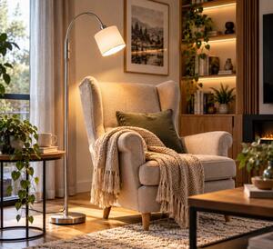 Trio Leuchten R46331001 TOMMY - Moderní stojací čtecí lampa s husím krkem 1 x E14, 130cm výška / bílá (Stojací lampa vhodná ke čtení)