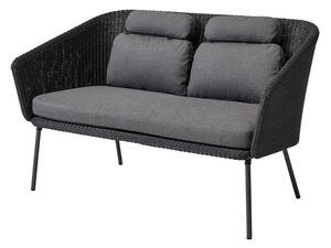 Cane-line Jídelní lavice Mega, Cane-line, 135x71x84 cm, rám kov, výplet umělý ratan barva graphite, sedáky venkovní látka AirTouch grey
