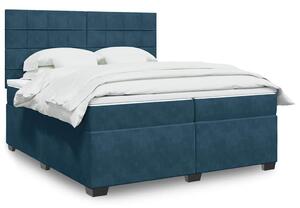 Box spring postel s matrací modrá 200 x 200 cm samet 3291006