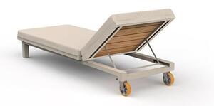 Vondom Polohovací lehátko Vineyard, Vondom, 204x75x37 cm, lakovaný hliník, teak natural, celopotah venkovní látka Group 1A a 1B, barevné provedení dle vzorníku