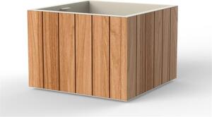 Vondom Květináč Vineyard, Vondom, čtvercový 80x80x58 cm, lakovaný hliník, teak natural, barevné provedení dle vzorníku