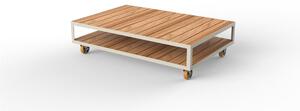 Vondom Konferenční stolek na kolečkách Vineyard, Vondom, 160x106x41 cm, lakovaný hliník, teak natural, barevné provedení dle vzorníku