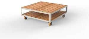 Vondom Konferenční stolek na kolečkách Vineyard, Vondom, 106x106x41 cm, lakovaný hliník, teak natural, barevné provedení dle vzorníku