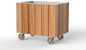 Vondom Květináč na kolečkách Vineyard, Vondom, obdélníkový 80x53x71 cm, lakovaný hliník, teak natural, barevné provedení dle vzorníku