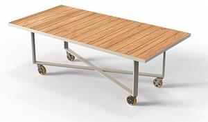 Vondom Jídelní stůl na kolečkách Vineyard, Vondom, 212x106x74 cm, rám lakovaný hliník, deska teak natural, barevné provedení dle vzorníku