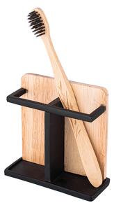 ALTOM Držák na zubní kartáčky a pastu, minimalistický stojánek dřevo+kov