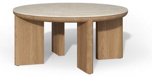 Tribu Nízký stolek Amanu, Tribu, kulatý 90x35 cm, rám teak, deska keramika dekor sabbia