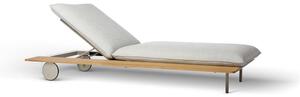Tribu Polohovací lehátko Senja s teakovým stolkem, Tribu, 205x104 cm, rám hliník barva linen, výplet Batyline barva linen, bez posltrování
