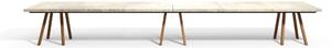 Tribu Teakový jídelní stůl Vis a Vis, Tribu, obdélníkový 400x99x75 cm, rám teak, deska travertine