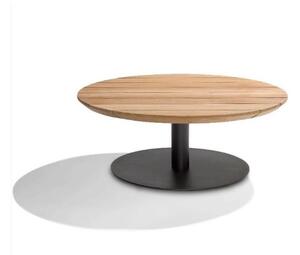 Tribu Konferenční stolek T-Table, Tribu, kulatý 80x35 cm, rám lakovaná nerez barva white, deska teak