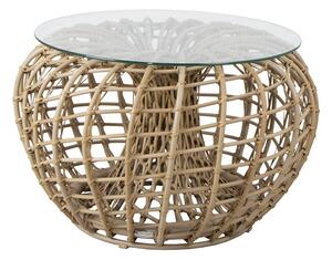 Cane-line Podnožka malá Nest, Cane-line, kulatá 67x44 cm, rám hliník, výplet umělý ratan barva dark green