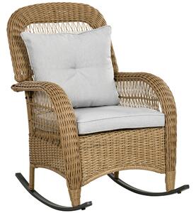 Ratanové houpací křeslo Outsunny, houpací křeslo s polštáři, zahradní křeslo s pratelnými potahy, lounge nábytek pro dvorek, zahradu, terasu, žluté, 6