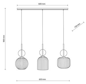Lustr na lanku SOPHIA 3xE14/10W/230V černá/kouřová béžová
