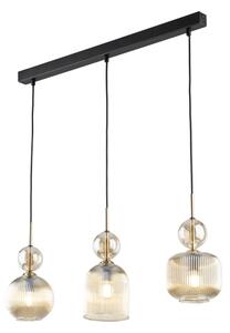 Lustr na lanku SOPHIA 3xE14/10W/230V černá/kouřová béžová