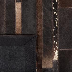 Hnědozlatý patchwork koberec z hovězí kůže 200x200 cm ARTVIN