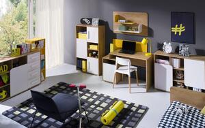 Sestava dětského pokoje Bruno 3 Kombinace barev: bílá + dub lefkas + žlutá