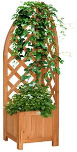 Outsunny Květinová Bedna s Trellis, Květináč, Obal na Rostliny, Květinová Bedna pro Zahradu, Terasu, Balkon, Přírodní Dřevo, Hnědá, 32 x 32 x 108 cm |