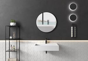 CERANO - Koupelnové zrcadlo Vado, kovový rám - černá matná - Ø 80 cm