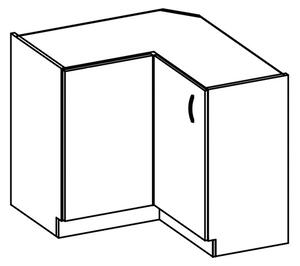 Rohová kuchyňská skříňka spodní 83 x 83 cm 24 - MYSTIC - Bílá lesklá / Dub artisan