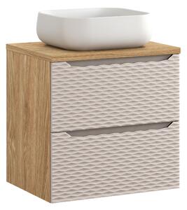 Comad Koupelnová skříňka s deskovým umyvadlem Ocean Beige 60 béžová/dub olejovaný
