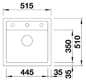 Blanco Dalago 5, silgranitový dřez 515x510x190 mm, 1-komorový, bílá, BLA-518524