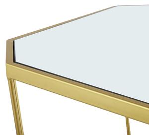 Sada dvou zlatých odkládacích stolků se zrcadlovou deskou SIERRA