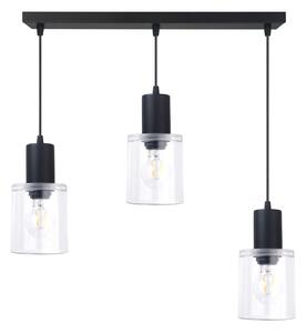 Light for home - Závěsné svítidlo černá lišta a čiré skleněné válcové stínidla 60603 "Roberto", 3x60W, E27, Černá