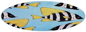 Koberec modrý s barevnými rybami ⌀ 140 cm kulatý FIZME