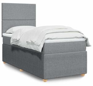 Box spring postel s matrací světle šedá 90x190 cm textil 3291904