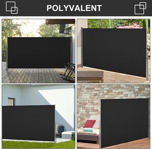 Zatahovací boční markýza Outsunny dim. 3L x 1.6H m, kovová, waterproof, UV-odolná, vysokohustotní 180 g/m², černá | Aosom