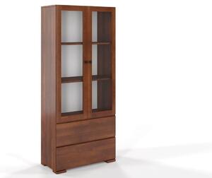 Dřevěná vitrína s proskelnými dveřmi Sandemo 2S80, buk (Barva: Ořech)