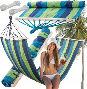 Houpací síť s tyčí Verk Group modrá 150 kg 200 x 80 cm