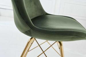 Invicta interior Jídelní židle Scandinavia samet zelená/zlatá - 4ks