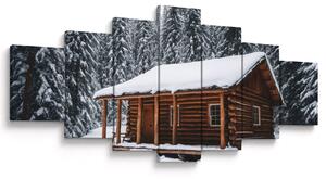 Obraz - Zasněžená chata (210x100 cm)