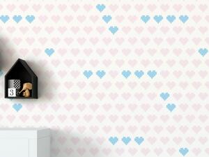 FUGU Samolepicí tapeta Pixel hearts Materiál: Digitální eko vlies - klasická tapeta nesamolepicí