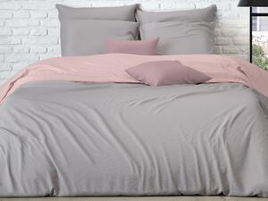 Mistral Home povlečení bavlněný perkál Doubleface šedo-béžová/pudrová růžová - 240x220 / 2x70x90 cm