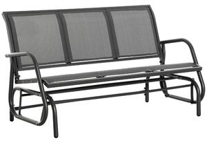 Outsunny Houpací lavice pro 3 osoby z kovu s prodyšnou síťovinou, 147x70x85cm, Šedá | Aosom