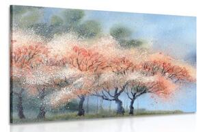 Obraz kvetoucí stromy v akvarelovém provedení - 60x40 cm
