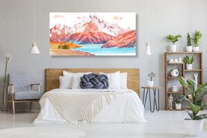 Obraz malovaná horská krajina - 100x50 cm
