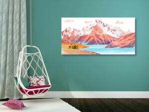 Obraz malovaná horská krajina - 100x50 cm