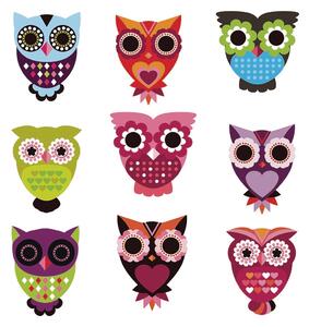 Samolepicí dekorace Owls, 30 x 30 cm