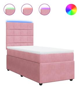 Box spring postel s matrací růžová 80 x 200 cm samet 3292195