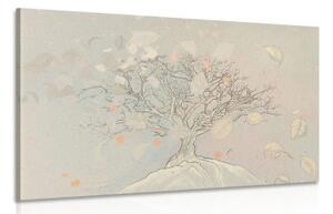 Obraz kreslený podzimní strom - 120x80 cm