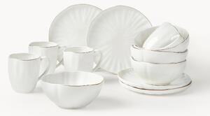 Sada porcelánového snídaňového nádobí s reliéfem Sali, pro 4 osoby (12 dílů)